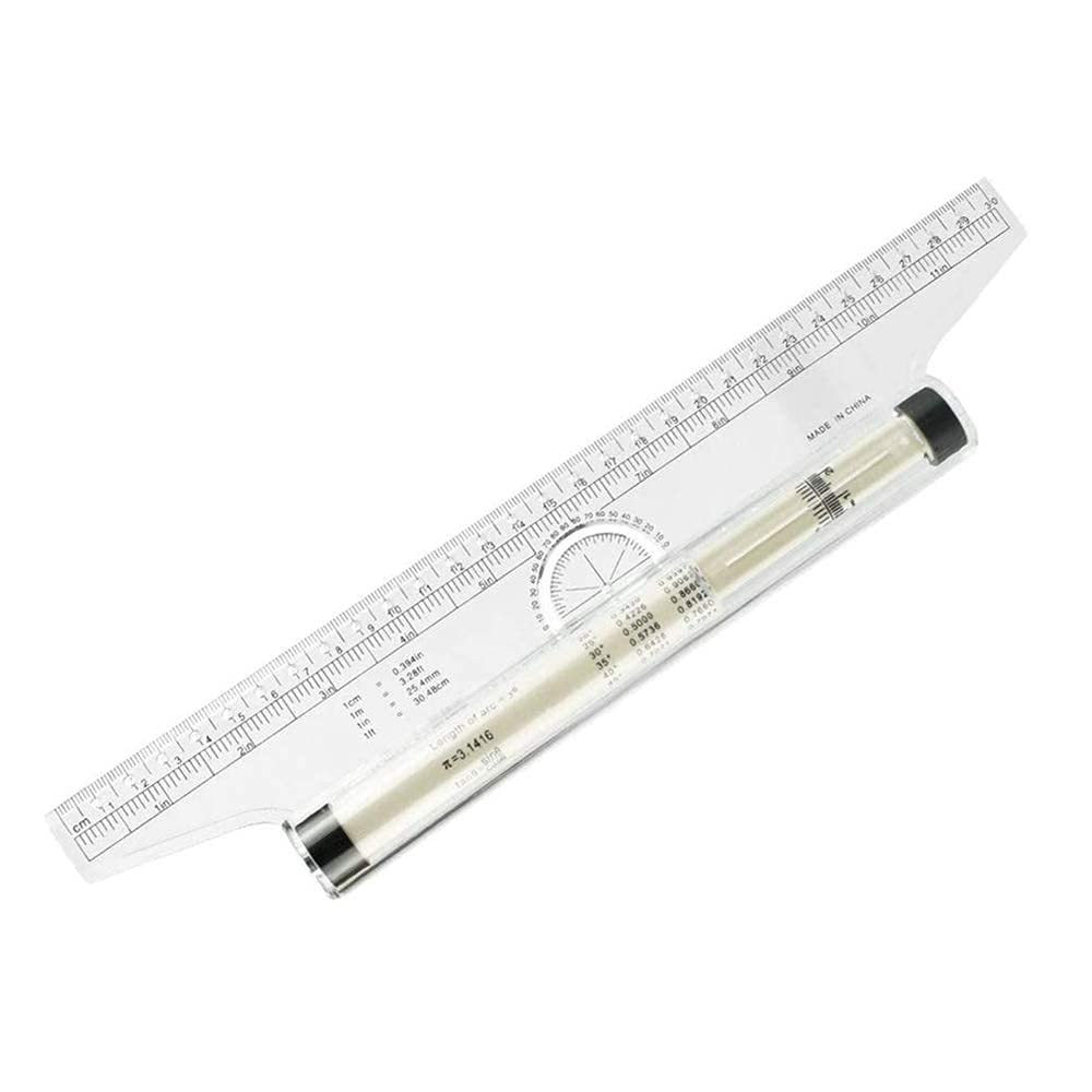 KBNIAN 12 Inch Measuring Rolling Ruler Multi-Purpose Rolling Scale Draw Ruler Drawing Parallel Rolling Ruler Universal Foot Angle Rulers for Parallel Vertical Line Geometry Designer Architect