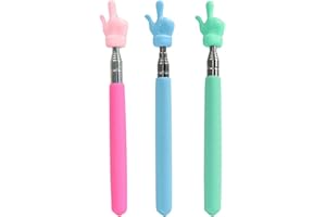 FUNNYTEK 3PCS Telescopic Teachers Pointer - Mini Finger Pointer Stick, Extendable Hand Pointers Classroom, Teacher Pointer Stick for Elementary School Kindergarten Teacher Supplies (Pink Blue Green)