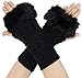 Simplicity Winter Warmer Women Faux Knitted Hand Wrist Fingerless Gloves, Black2