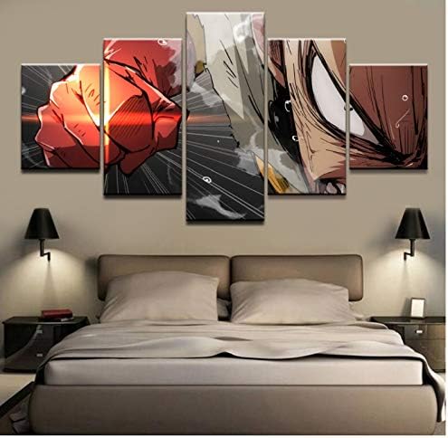 Wall Art Pictures Canvas HD Printed Modern Home Decorative Framework 5 Pieces Anime One Punch Man Painting Modular Poster-30x40 30x60 30x80cm No Frame