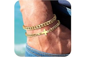 RANKEEF 2Pcs Mens Silver Bracelet with Cross Pearl Sturdy Stainless Steel Bracelets for Men Non Tarnish Adjustable Snake Box Figaro Rope Cuban Link Bracelet Set Gifts to Men Dad