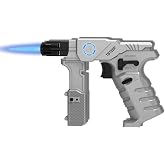 Refillable Butane Torch Lighter with LED Indicator for Cooking, Soldering | 2372 &deg;F, Safety lock, Dual Adjustable Standing Heights, Hands-Free Continuous Flame Mode, Type-C Charging (gas not included)