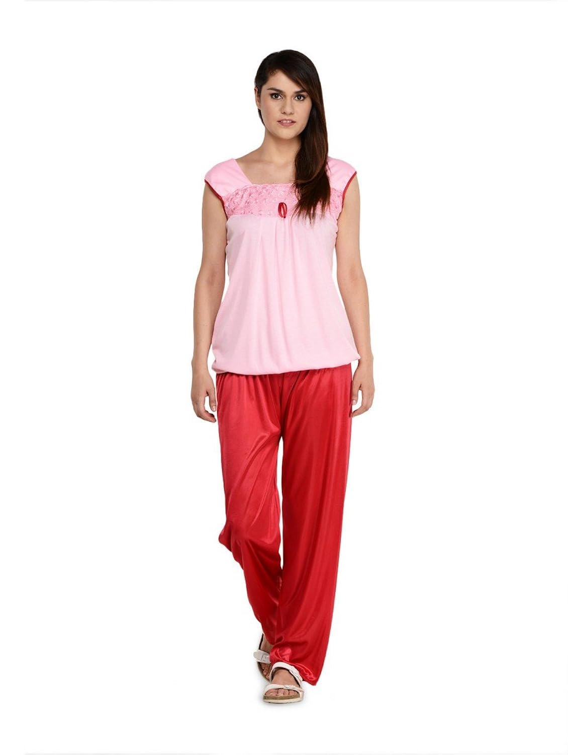 klamotten pink and red cotton nightsuit