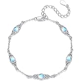 Celtic Bracelet S925 Sterling Silver Moonstone/Turquoise/Opal Celtic Knot Bracelets Irish 4mm Stone Jewelry Gifts For Women Mother