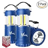 Portable LED Camping Lantern with Flashlight, Dealbang COB Strip Camping Gear (2-Pcs, Blue)
