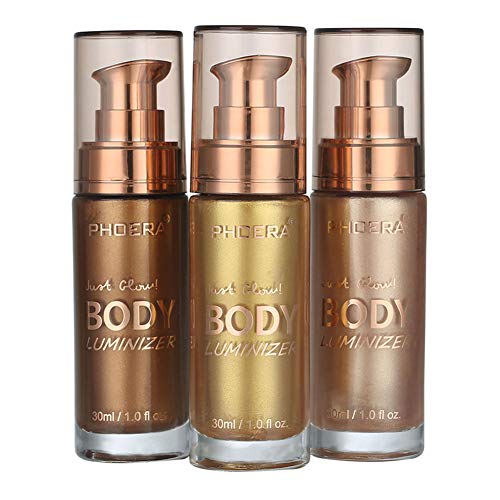 wewa98698 PHOERA Waterproof Body Highlighter Luminizer Bronzer Liquid Setting Spray Makeup Set for Women for Women - Copper