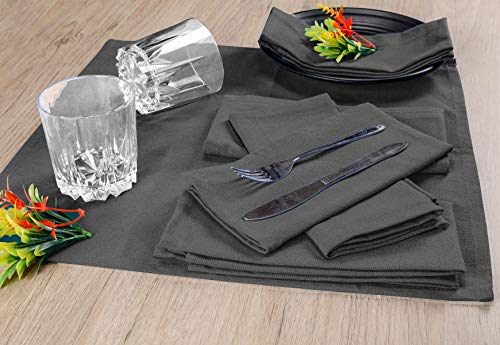 Native Fab Cloth Dinner Napkins Set of 12 Cotton 17x17 Absorbent Soft Restaurant Hotel Quality - Cocktail Napkins, Wedding Dinner Napkins - Everyday Use, Easy Care Washable - Grey - Thumbnail 3