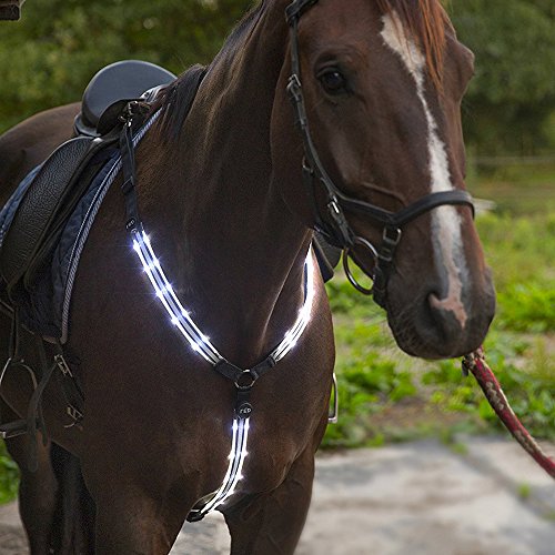 Highly Visible Illuminant LED Breast Collar for Horse Riding in The Dark - Adjustable, Sturdy & Comfortable Equestrian Protective Safety Gear - Thumbnail 3