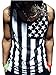 Our Precious Mens American Flag Print Wave Tank Top Vest Tee Shirt