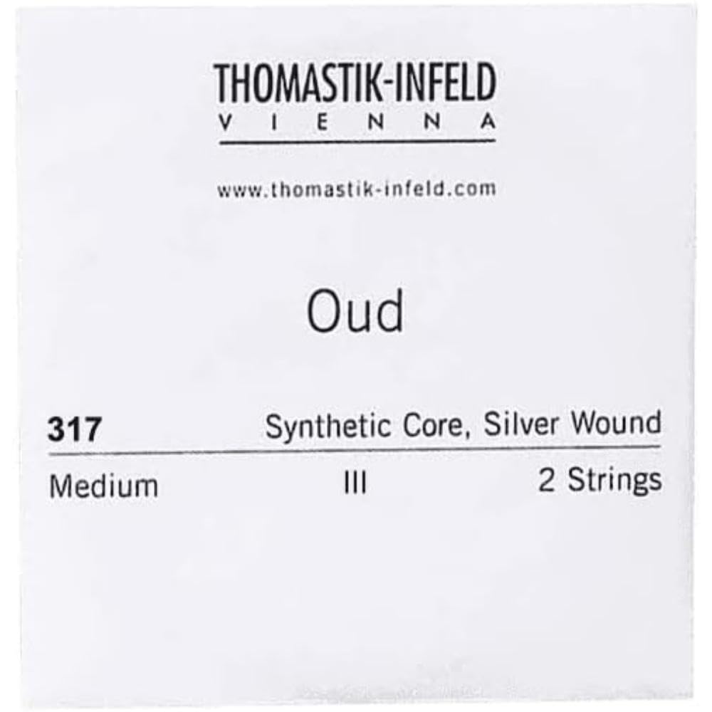 Thomastik single string 2x D plastic core wound with silver-coated copper wire 317 for Arabic Oud set 315A, 315B