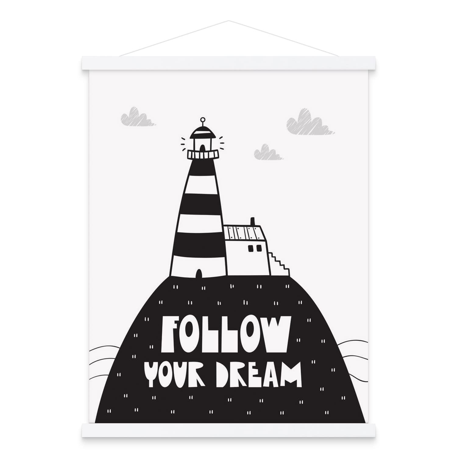 Benjia Magnetic Poster Rail, B1 Magnetic Poster Frame, Wooden Poster Strip, Poster Hanger for Prints and Artwork, White, 71 cm