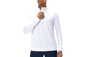 MIER Men's Quarter Zip Pullover UPF 50+ Long Sleeve Golf Hiking Running Athletic Shirts, Lightweight Brushed Back Fleece
