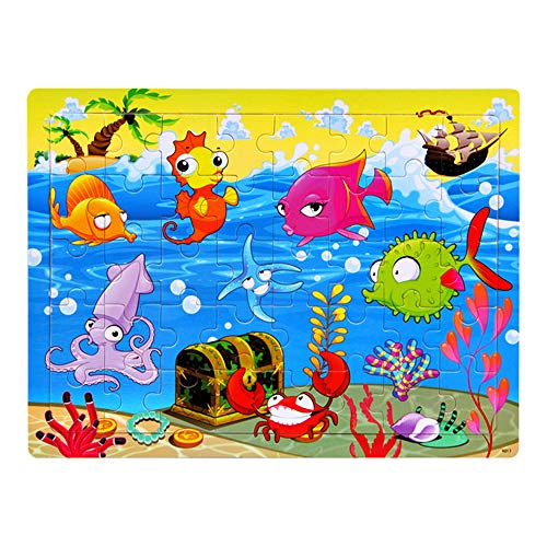 Wooden Jigsaw Puzzles Set for Kids Age 3-6 Year Old 40 Piece Colorful Wooden Puzzles Animals,Dinosaurs,Farms,Oceans,Education and Learning Intelligence Toys Jigsaw Puzzles,Wooden Puzzles Set of 4 for