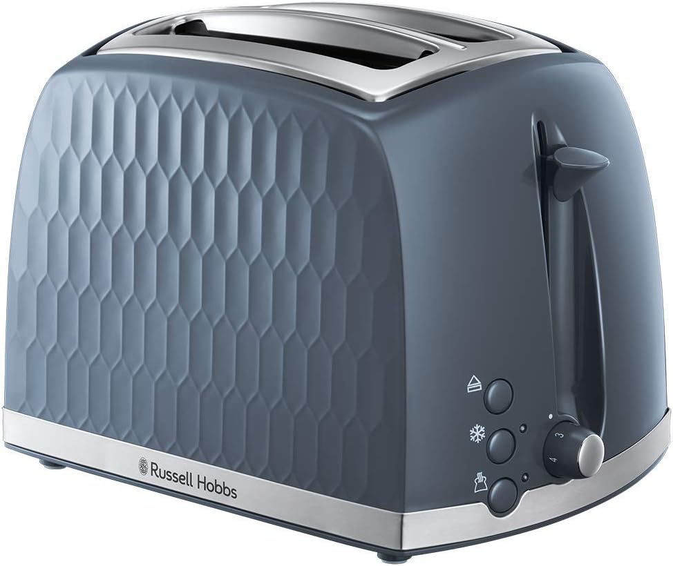 Russell Hobbs Honeycomb 2 Slice Toaster (Extra wide slots, High lift feature, 6 Browning levels