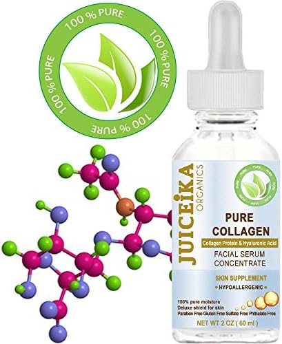 PURE COLLAGEN Collagen Protein, Peptides, Hyaluronic Acid. FACIAL MOISTURIZER for Face, Neck Decollete 2 Fl. oz. - 60 ml. by Juiceika