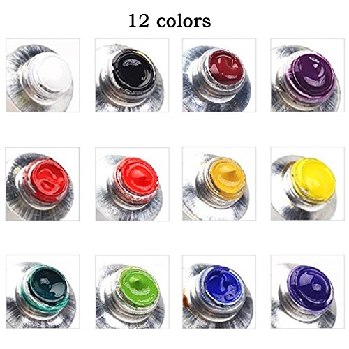 Magicdo Fabric Paint Permanent Vibrant Color Textile Paints Dye for T-Shirt Clothing Canvas Wood Ceramic Glass, 12 Colors x 12ml (0.4 fl. oz) Tube