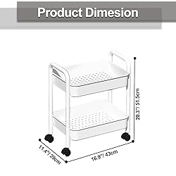 2-Tier Utility Rolling Cart Storage Organizer Sofa