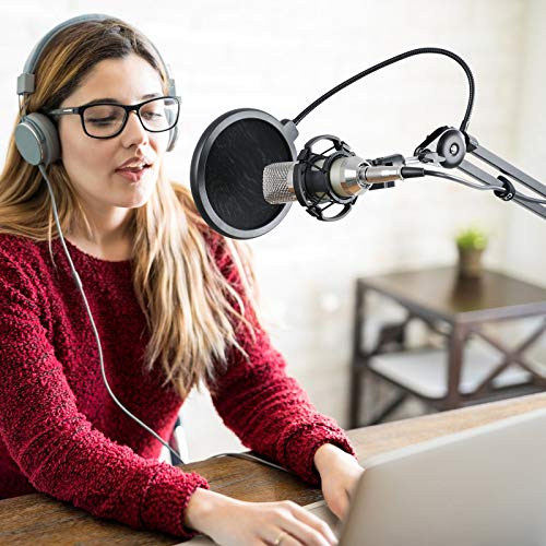 HAUEA Large Microphone Arm Stand(18.9”), Adjustable Suspension Boom