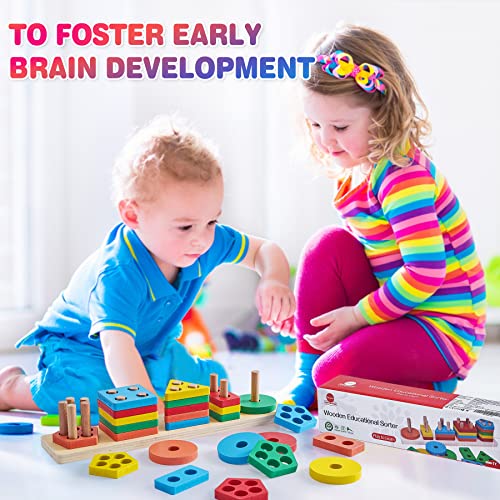 Revanak Montessori Toys for 18+ Months Old Toddlers Wooden Sorting