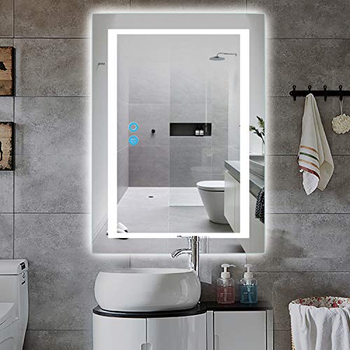 PexFix 20 x 28 inch Bathroom Vanity Mirror, LED Backlit+Wall Mounted+Antifog & Dimmable Touch Switch+3 Color Modes+Polished Edge &Frameless+5500K Cool White+3000K Warm+ CRI>90+Vertical&Horizontal