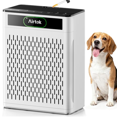 AIRTOK Home Air Purifier 170m² HEPA Filter Removes 99.97% Allergens Smoke Dust Pet Pollen Odor with Air Quality Monitoring PM 2.5 Aromatherapy Washable Filter
