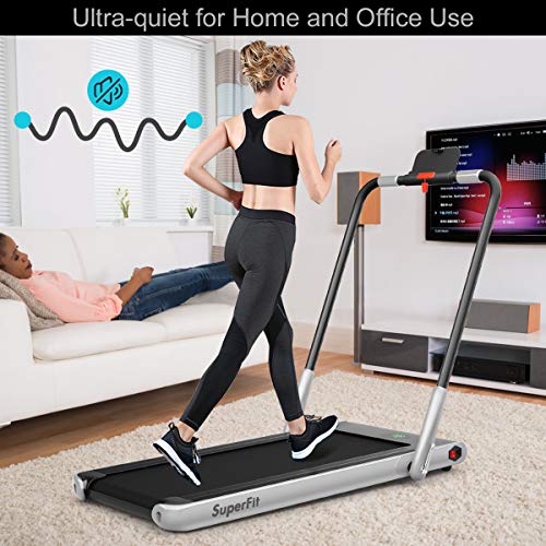 GYMAX Under Desk Treadmill, Foldable Walking Pad Treadmill, 2 in 1