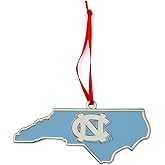 North Carolina Tar Heels State Shape Metal Christmas Ornament