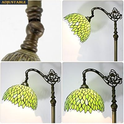 WERFACTORY Tiffany Lamp Floor Green Wisteria Stained Glass Arched Lamp 12X18X64 Inches Gooseneck Adjustable Corner… 516MzZs %2B0L