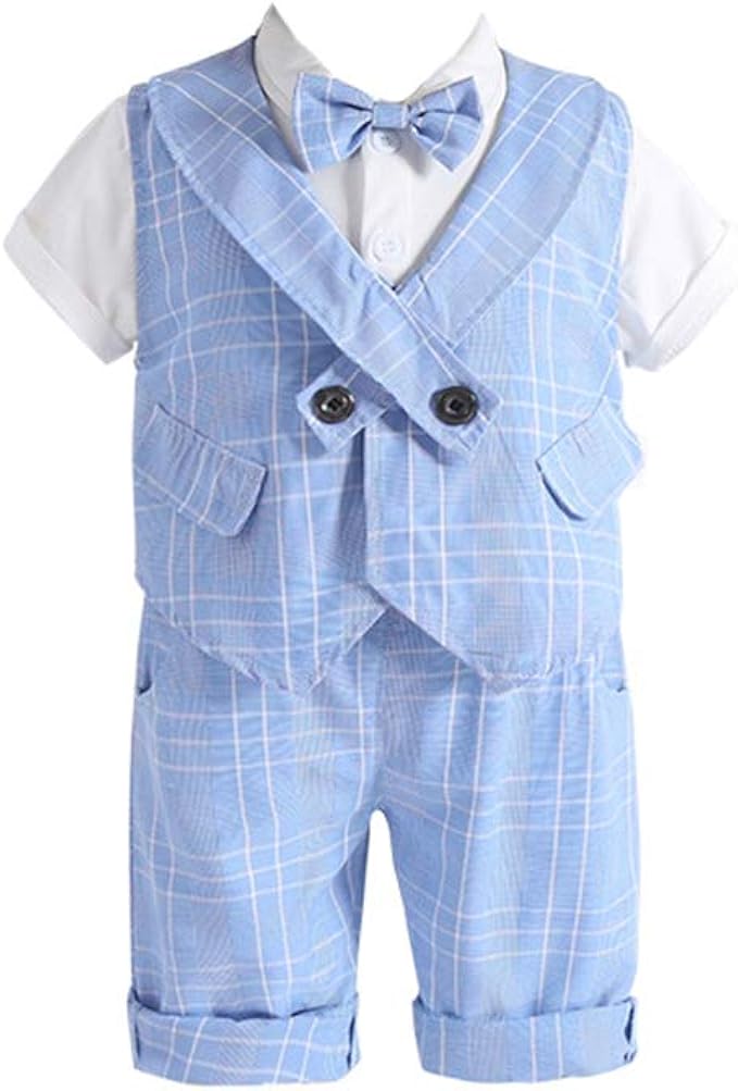Toddler Baby Boy Gentleman Suit 3Pcs Kid White Shirt + Pant