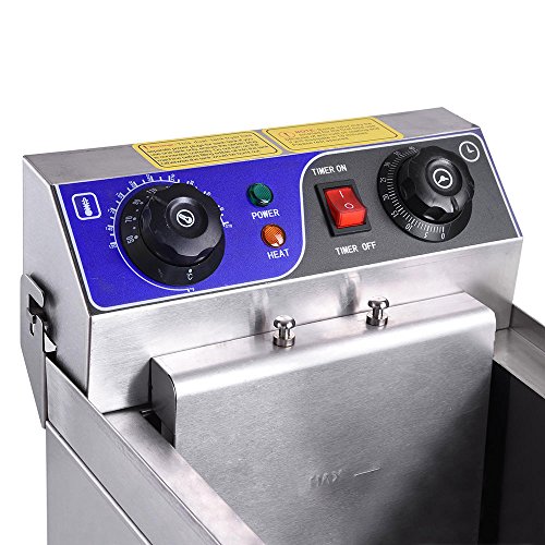 WeChef 11.7L Commercial Electric Deep Fryer Countertop Restaurant Fryer Stainless Steel Timer and Drain