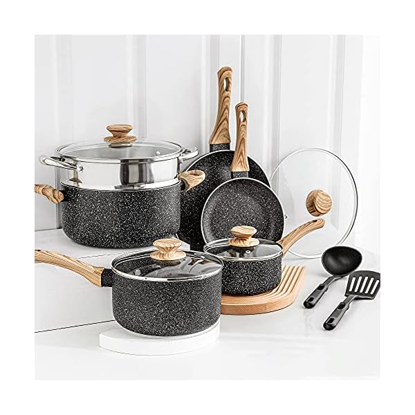 MICHELANGELO-Pots-and-Pans-Set-Cookware-Set-12PCS-Pots-and-Pans-Sets-Non-Stick-Induction-Hob-Pans-with-Spatula-Spoon-Black MICHELANGELO Pots and Pans Set Nonstick, Granite Kitchen Cookware Sets 12 Pcs Non Toxic Cookware Set Induction…