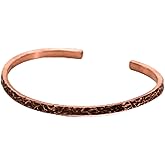 acycraft Handcrafted Slim Hammered Copper Cuff Bracelet, Adjustable, Pure Copper, Handmade in Turkey