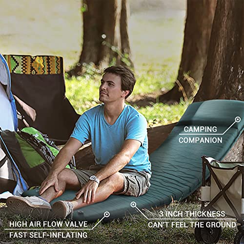 INVOKER 3 Inch UltraThick Self Inflating Lightweight Memory Foam Sleeping Pad Mattress for