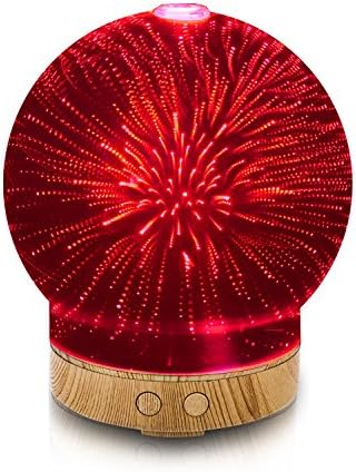Polennon 3D Red Glass Led Night Lights Essential Oil Ultrasonic Cool Mist Humidifier