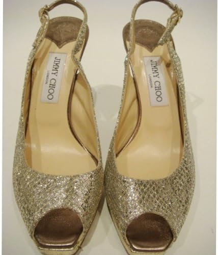 jimmy choo gold glitter peep toe