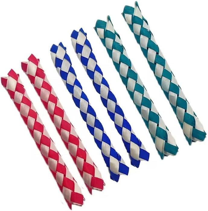 Hehglng 6 Pcs Blue, Green and Red Classic Finger Traps Chinese Finger Trap Bamboo Chinese Bamboo Toys Birds Foraging Toy Assorted Colors PET Bird Chew Toy Classic Party Toys for Adults Finger Puppets