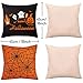 Whaline 4 Pieces Halloween Pillow Case, Orange and Black Pillow Cover, Happy Halloween Linen Sofa Bed Throw Cushion Cover Decoration (18