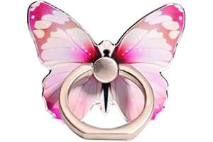 Cute Butterfly Patterned Phone Ring Stand Holder - 360° Rotation, Metal Finger Stand Kickstand, and Knob Loop for Secure Grip