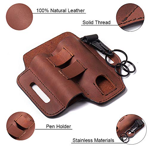 Gentlestache Multitool Belt Sheath, EDC Leather Belt Organizer, Belt Holder  with Multitool Pouch, Flashlight H