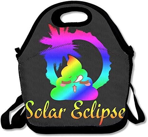 Total Solar Eclipse Emoji Poop Gift Waterproof Lunch Tote Bag Insulated Reusable Picnic Lunch Boxes For Men Women Kids