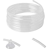 ZRDR Airline CO2 Tubing 16.4 Feet PU Aquarium CO2 Pressure Proof Tubing Trachea with Check Valves, Suction Cups, Soft and Tra