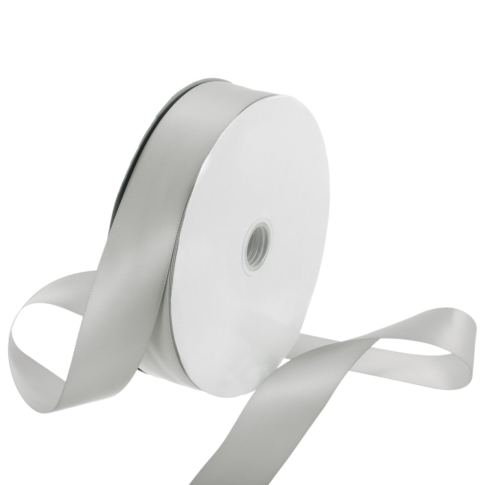 Rebower 38mm Satin Ribbon 91m Thick Double Face Grosgrain Silk Ribbon, [for Gift Wrapping, Hair Bows, Wedding, Cake, Flower] - 100 Yard/300ft/ Grey