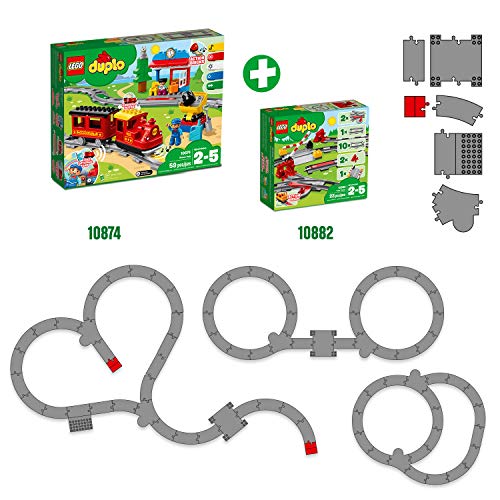 LEGO 10882 DUPLO Eisenbahn Schienen, Zugschienen-Bauset mit rotem Signalstein, Kinderspielzeug für Jungen und Mädchen ab… – Bild 5