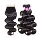 RECOOL 10A Virgin Hair Body Wave Bundles with Closure Cheap Brazilian Hair and Closure 100 Human Hair Extensions Natural Color(18 20 22 with 18 Free Part)