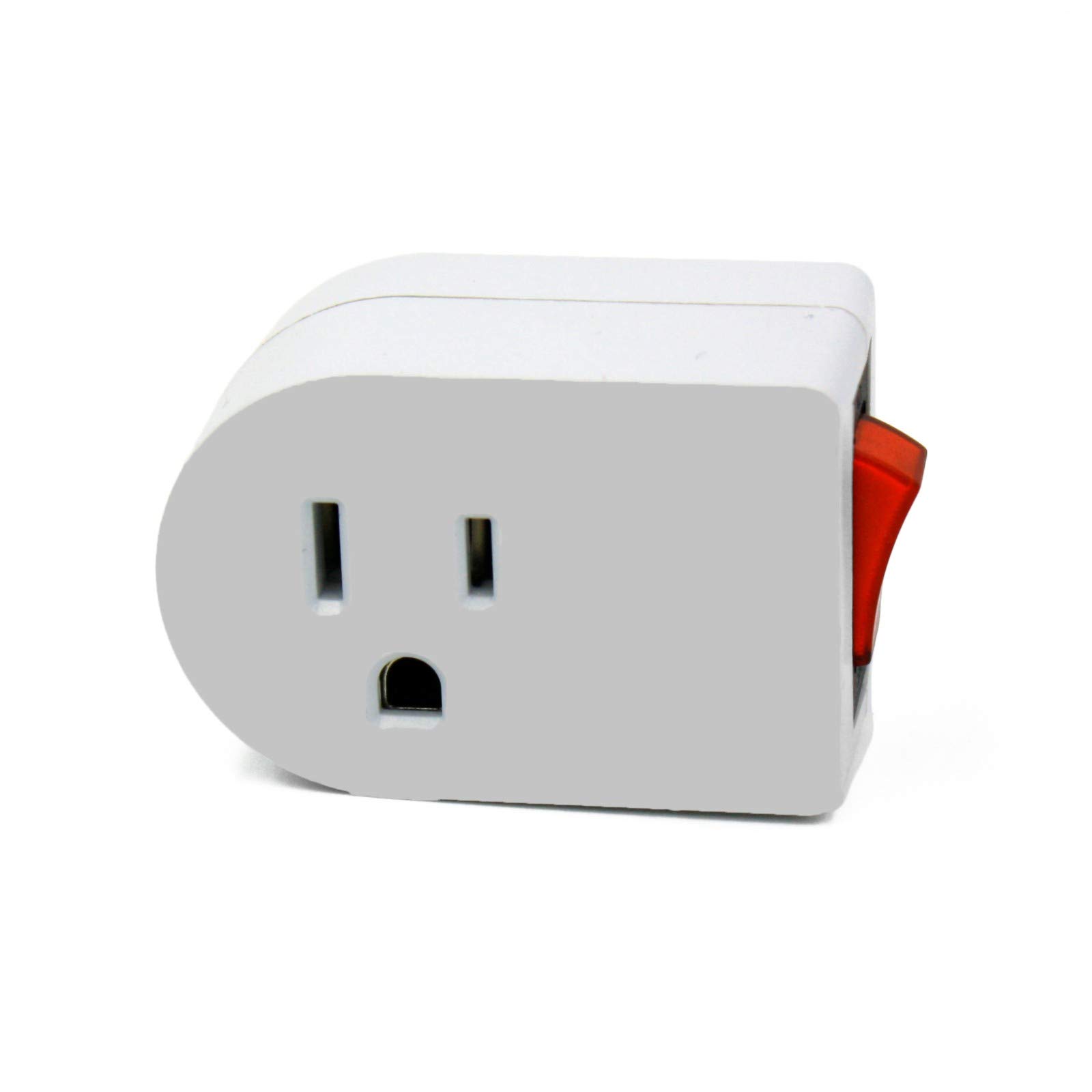 Photo 1 of Wideskall® White Grounded On/Off Power Switch with Red Light 3 Prong AC Wall Plug Tap Adapter ETL Certified