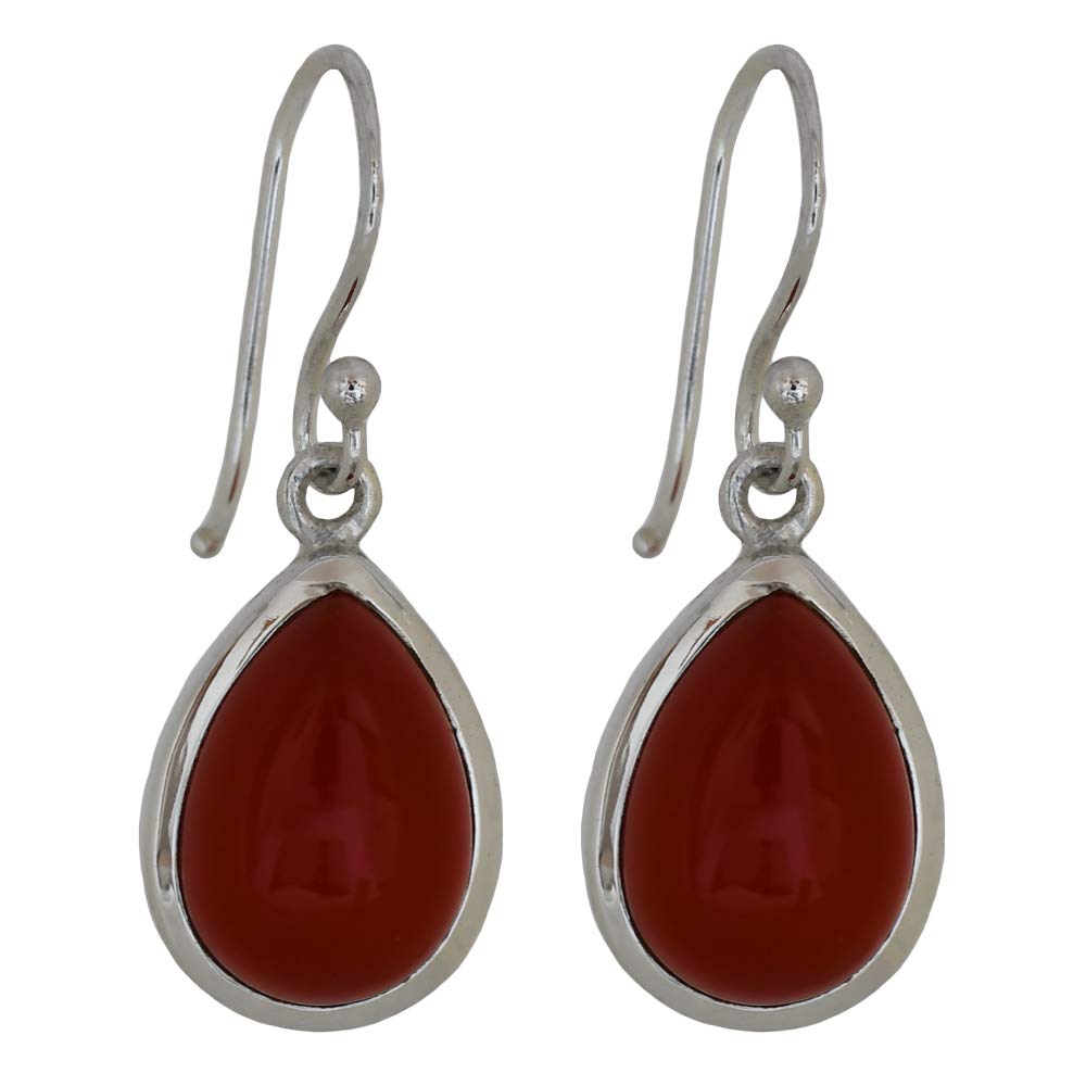 I-be, Carnelian gemstone earrings, drop 925 silver, length: 3.3 cm, in gift box, 391214 g S