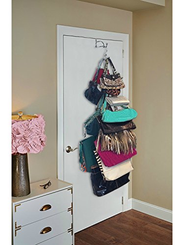 Over Door Hanging Purse Storage Organizer - Purse Hanger for Closet HEAVY DUTY CHROME, Holds 50lbs,  - //coolthings.us
