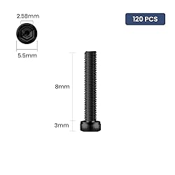 BNUOK 120pcs M3 x 8mm Hex Socket Head Cap Screws