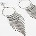 DDLBiz Women Fashion Bohemian Long Metal Tassel Crystal Dangle Earring Earrings Eardrop Hoops Jewelry (Silver)