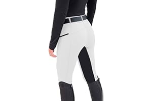 ERTUPE Womens Horse Riding Pants Full Seat Riding Breeches Equestrian Tights Horseback Patchwork Trouser with Pockets